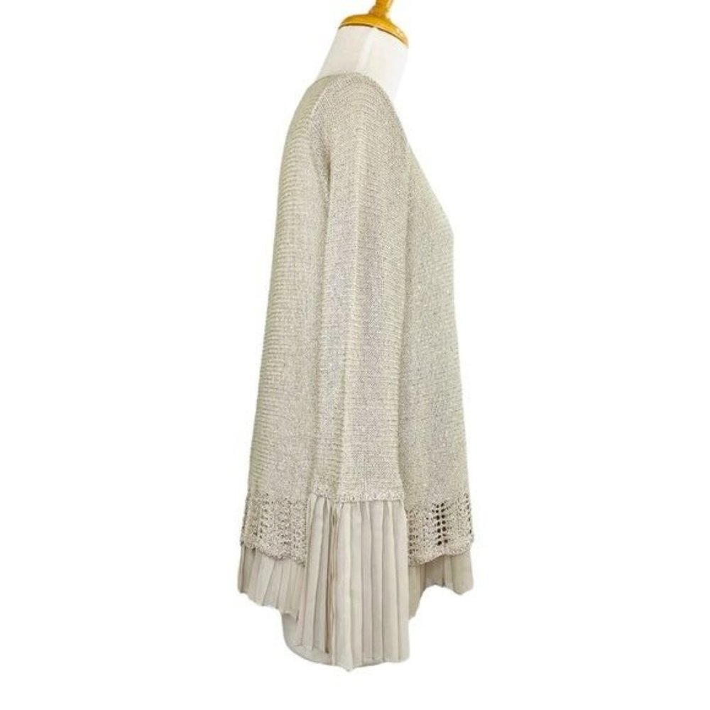 Anthropologie Sioni Studio Sequined Sweater Layered Bell Pleated Sleeves Size S - Picture 5 of 11